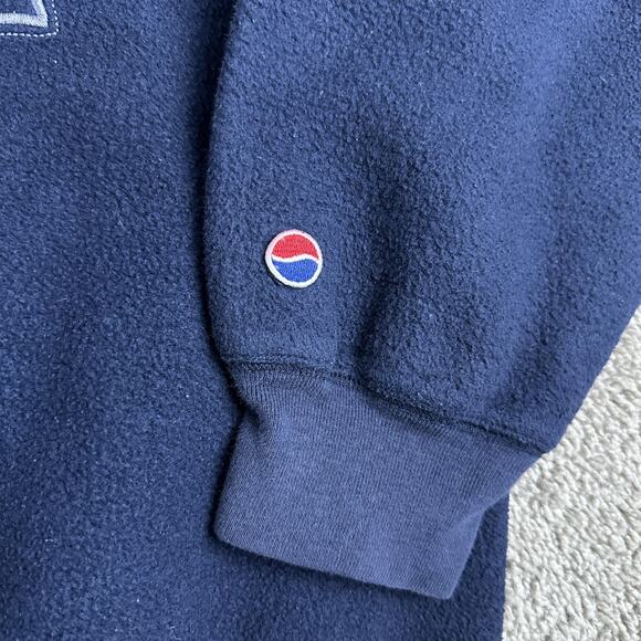 VTG Pepsi Sweatshirt Mens L Navy Blue Fleece Crewneck Spell Out Logo Pullover - Picture 4 of 10